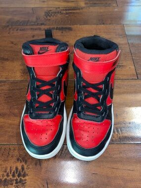 Nike Kids Red and Black High-Top Sneakers size 13.5